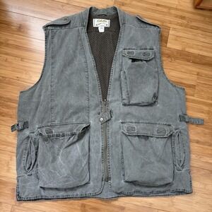 Cabelas Mens Vest XXL Green Fishing Hunting Utility Outdoor Full Zip Multi Pocke